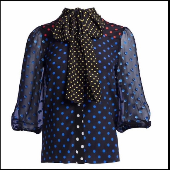 Alice Olivia Jeannie Bow Neck Polka Dot 